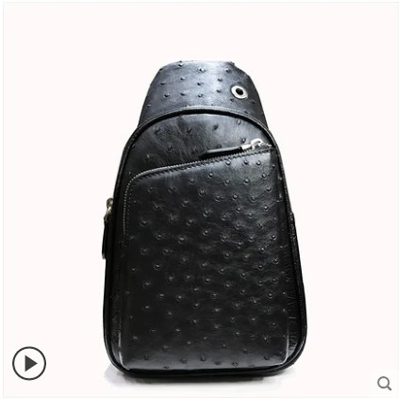 

yongliang new leather Ostrich leather chest bag for men leather shoulder bag casual all-purpose backpack