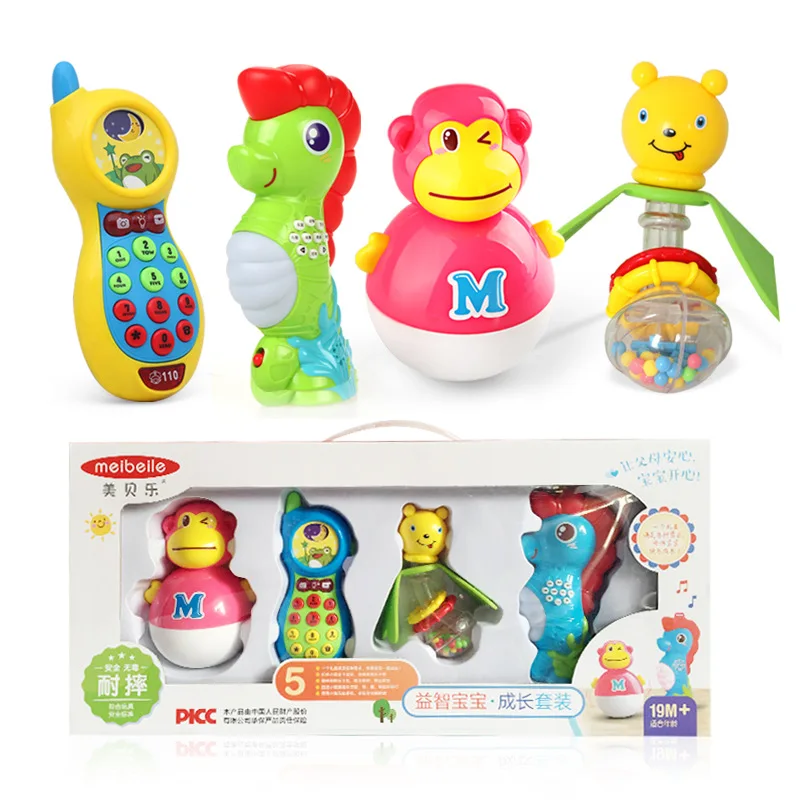 Mei Bei le bao, обучающая игрушка, набор для роста, прорезыватель, погремушка, Meng Edition, неваляшка, гиппокамп, машина со звуком и светильник