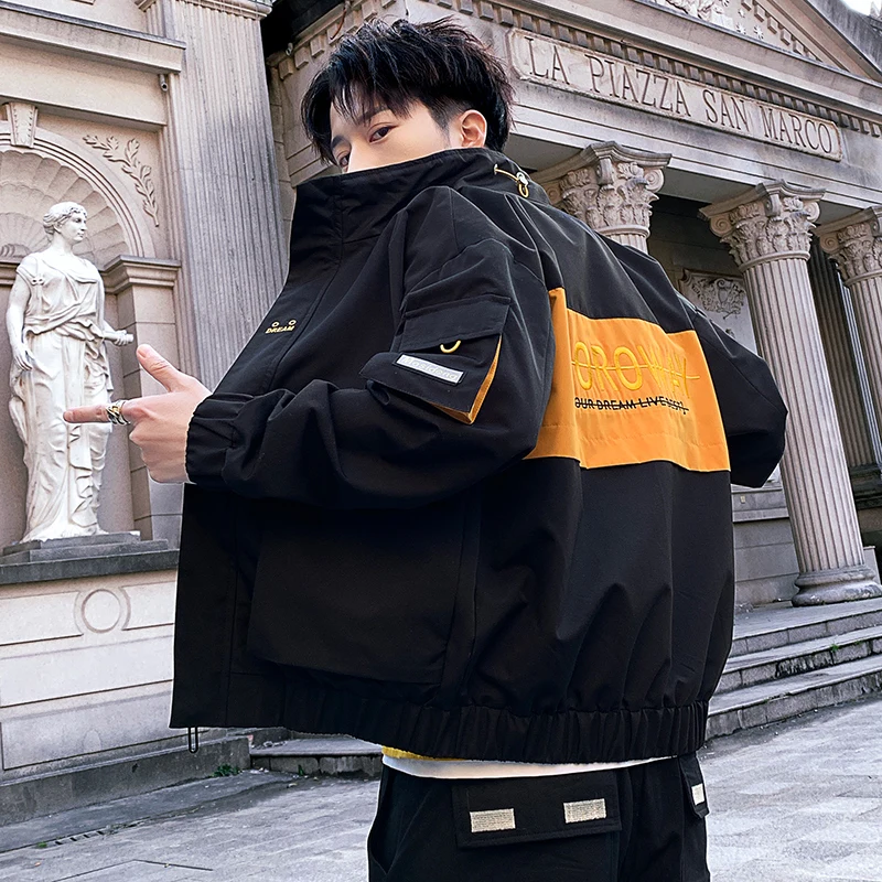 black yellow AreMoMuWha мужская куртка осень и зима Корейская версия тенденции красивый Осенний студенческий пиджак оснастка Дикий пиджак мужчин - Цвет: black yellow