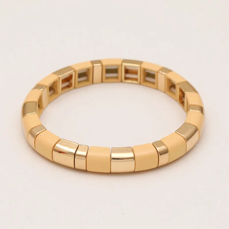 Эмалированные растягивающиеся браслеты для женщин Armbandjes Dames Pulsera Masculina Радужная плитка Barcelet золотой браслет из бисера мужские Подарочные ювелирные изделия - Окраска металла: HDB038-14