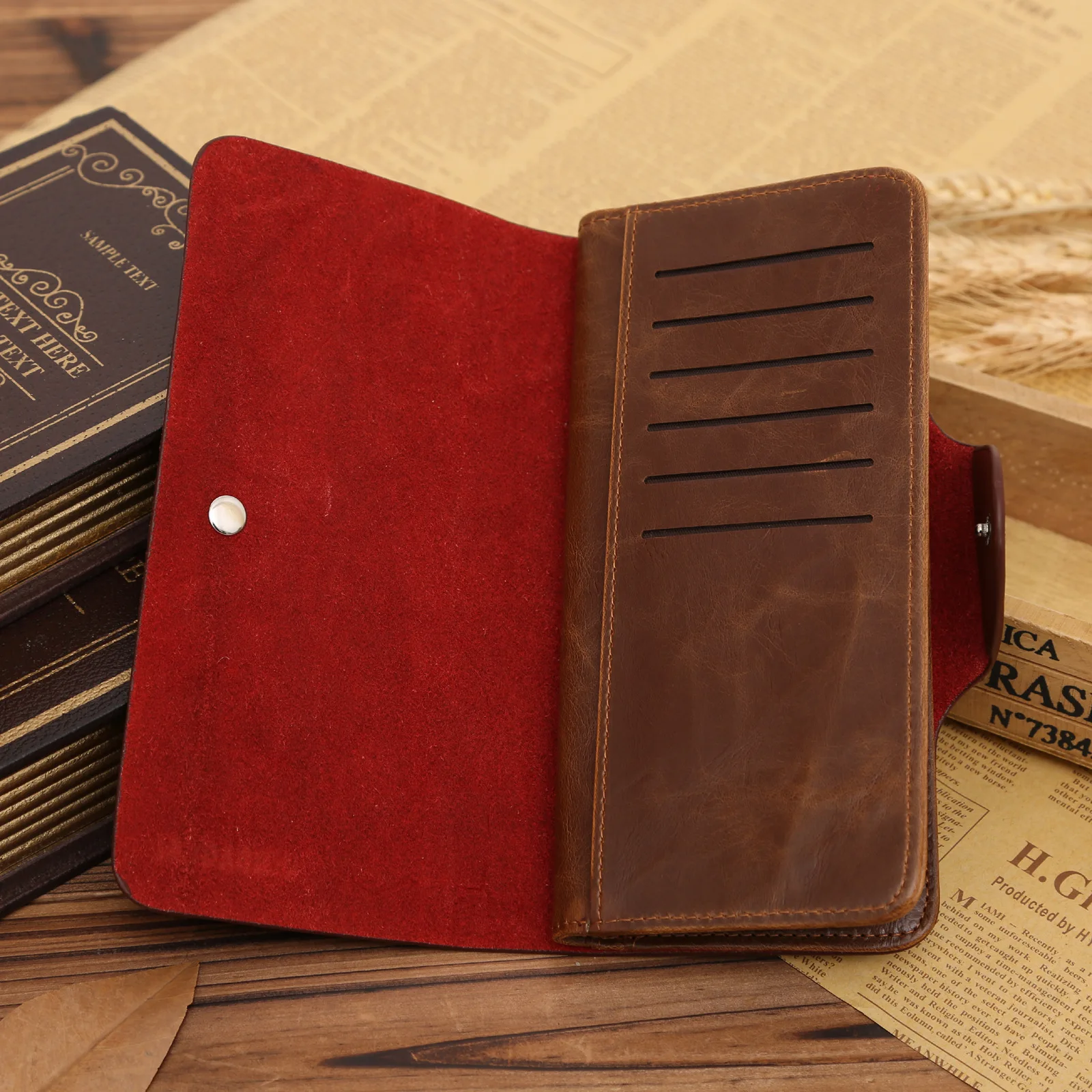 Повседневный мужской бумажник длинный скрытый на кнопке в европейском и