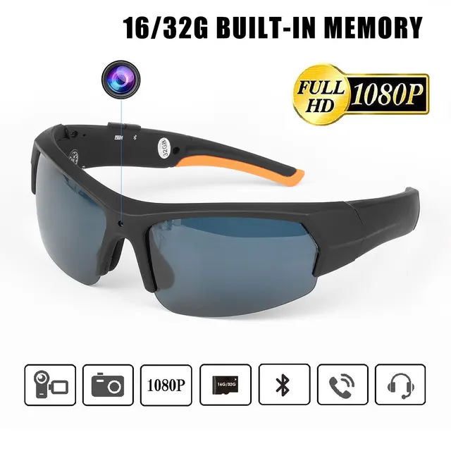 US $27.99 ET HD1080P Sunglasses Camera Headset Smart Mini Camera Glasses Multifunctional Bluetooth MP3 Player