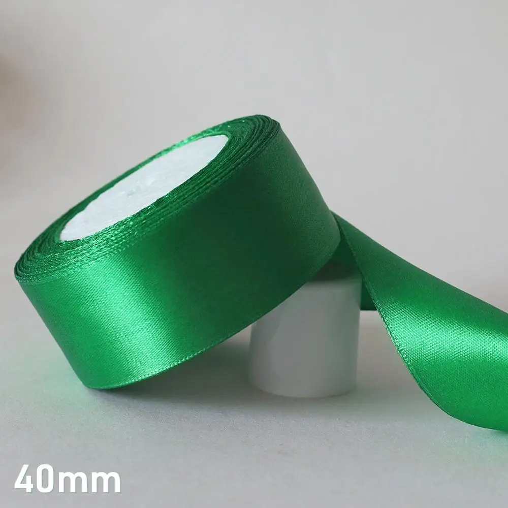 40mm 25 ярдов/6 мм-50 мм зеленый Шелковый Атласный ленточный материал для поделок для выпускного вечера вечерние украшения Свадебная подарочная коробка упаковка аксессуары D7 - Цвет: 40mm