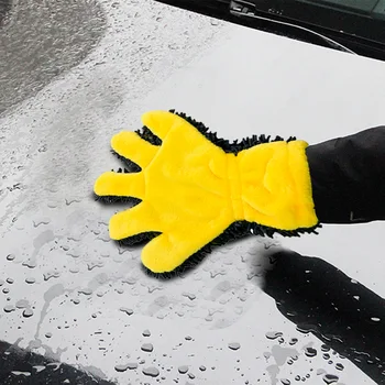 

5-Finger Soft Car Washing Gloves Multi-Function Cleaning Gloves Two Side Microfiber Dust Remove Tools for Car and Motorbike D4