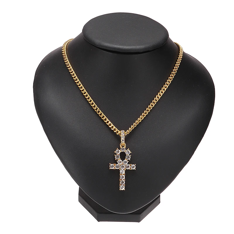 Iced Out Крест из горного хрусталя с кристаллами ожерелье подвеска золота черного