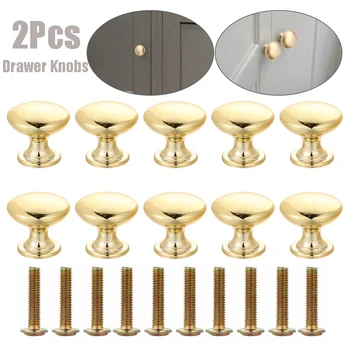 2Pcs 2521mm Drawer Knobs Round Gold Dresser Cupboard Drawer Pull Kitchen Cabinet Door Knob Wardrobe Handles Furniture Hardware