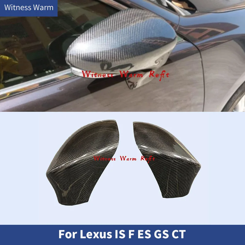 Carbon Fiber Car Stick on Rearview Mirror Covers Caps for Lexus IS F ES