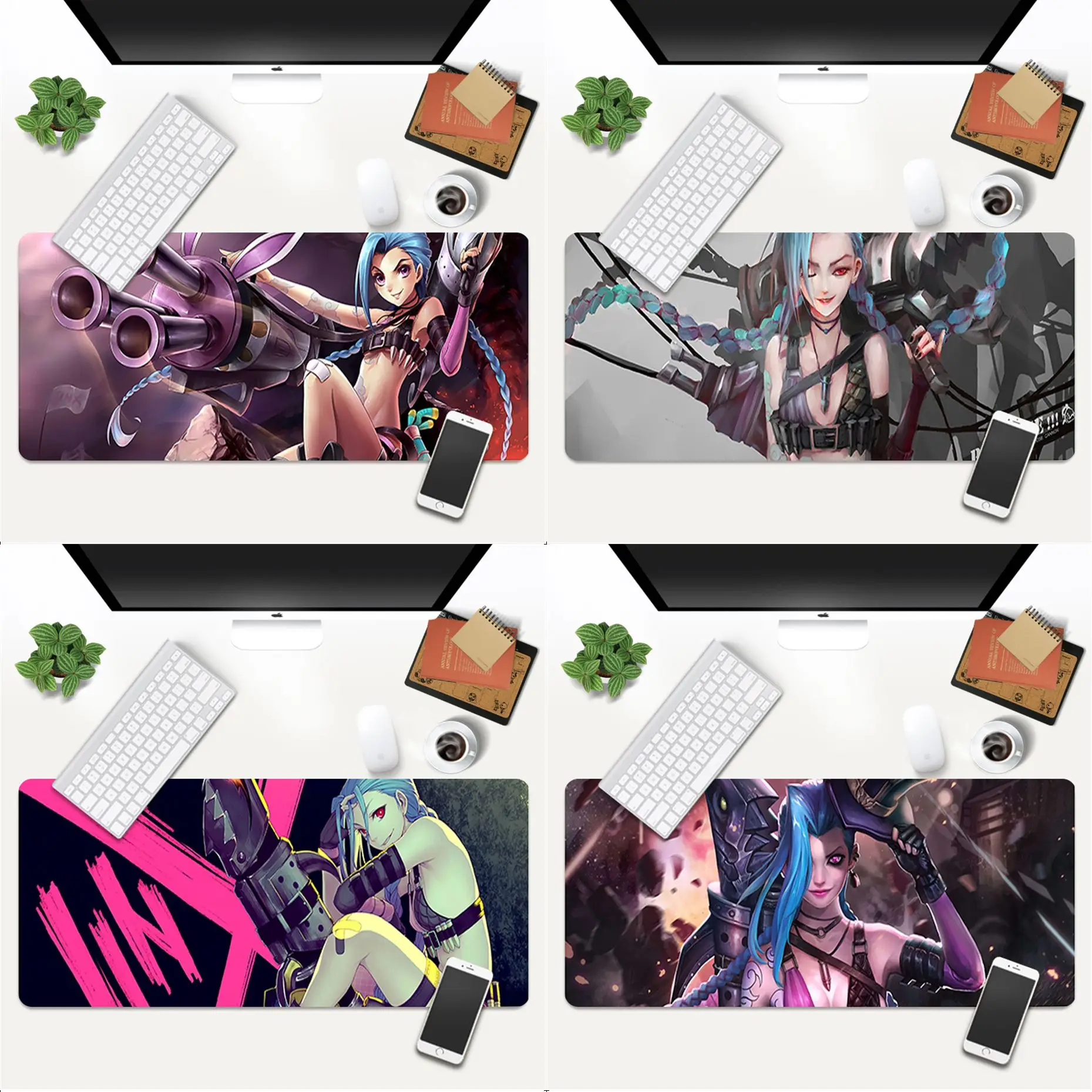 

Cool League Of Legends Jinx Anti-Slip Durable Rubber Computermats Gaming Mouse Pad Large Deak Mat 700x300mm for overwatch/cs go