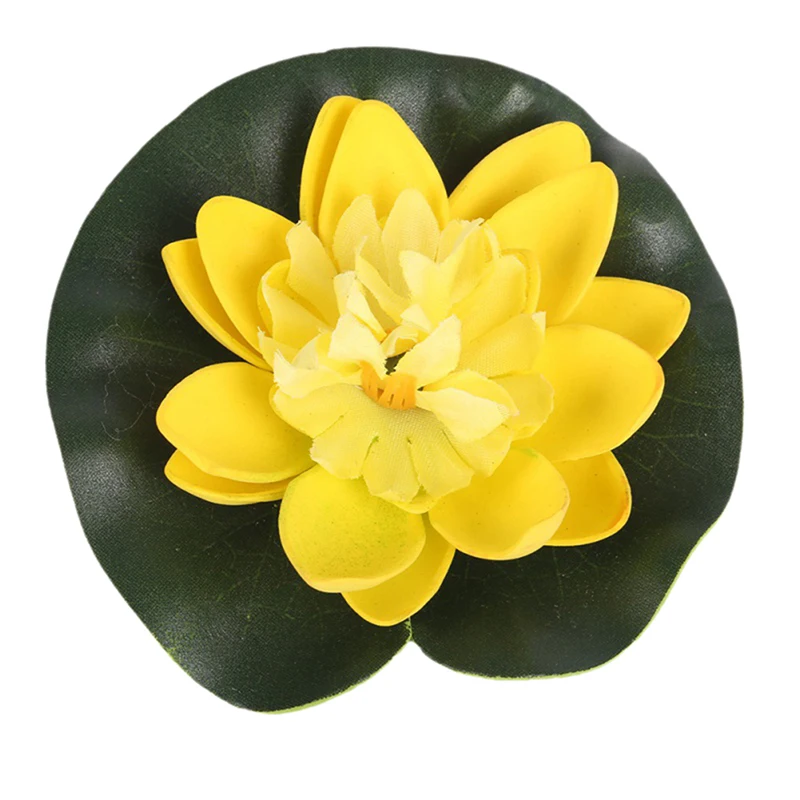 5pcs 10cm simulation lotus flower simulation water lily lotus water pool fish pond decoration - Цвет: Цвет: желтый