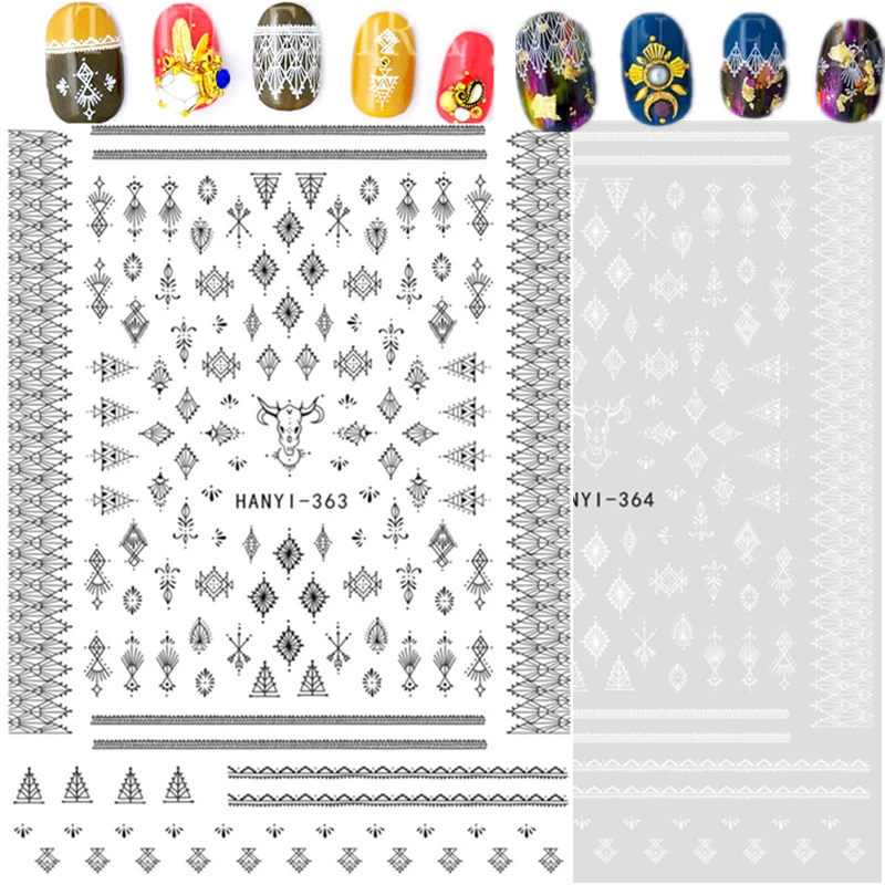 

HANYI-363-364 HC-127 3d nail art stickers decal template diy nail tool decorations
