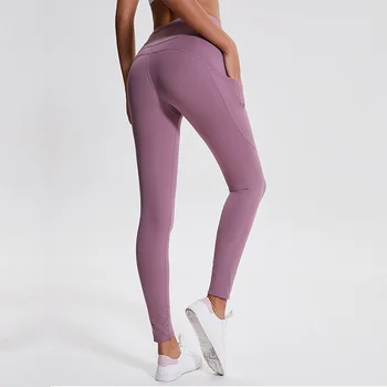 

Butter Feel Fabric Fitness Leggings Yoga Women Stretchy High Waist Running Gym Sport Tights lulu Yoga Pants With Pockets leggin