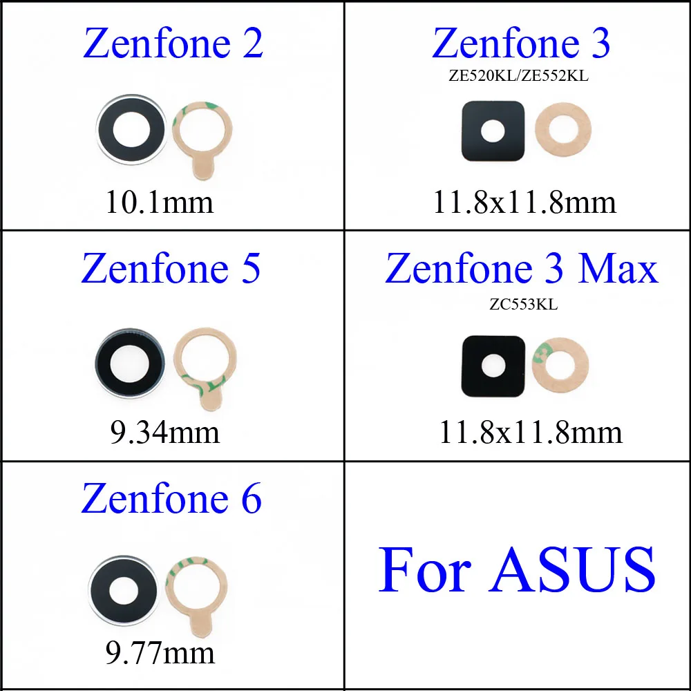 

For Asus Zenfone 2 ZE550ML ZE551ML zenfone5 5 A500CG A500KL zenfone6 6 A600CG Zenfone 3 max Rear Camera Glass Lens With Sticker