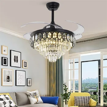 BROTHER Ceiling Fan Light Invisible Crystal LED Lamp With Remote Control Modern Luxury For Home 3