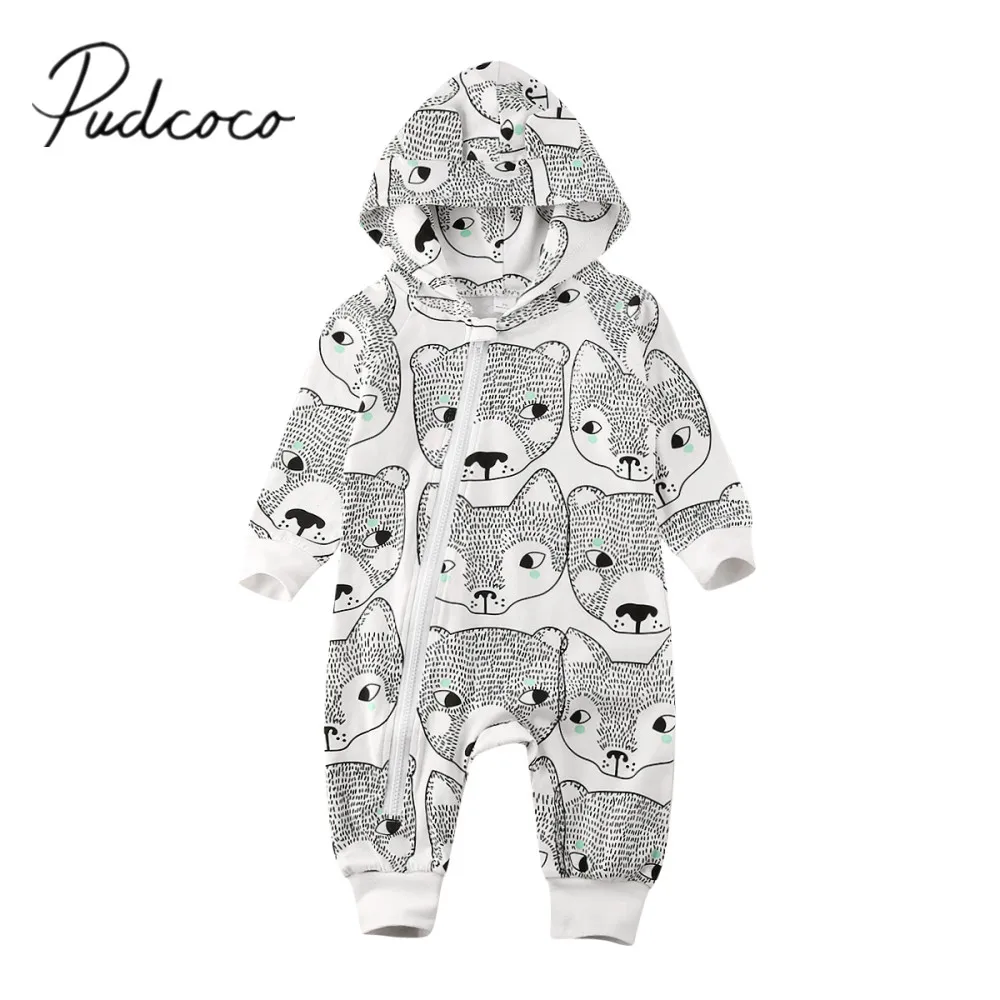 

2020 Baby Spring Autumn Clothing Newborn Baby Girl Boy Cute Fox Printed Clothes Hoodie Romper Jumpsuit Long Sleeve Animal Outfit