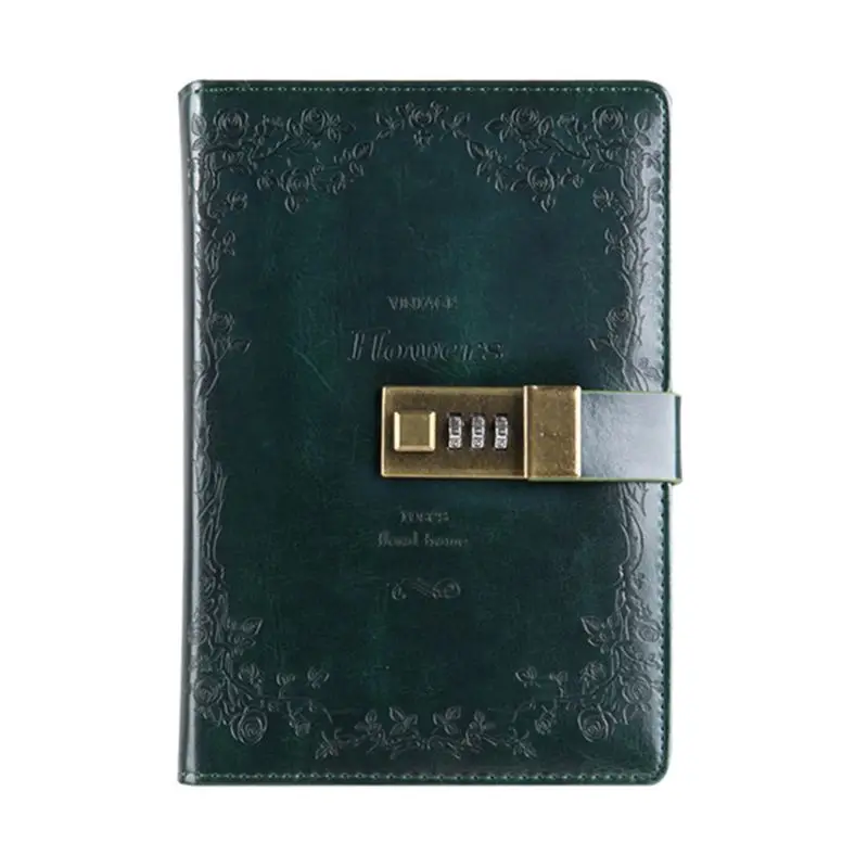 

B6 Retro Notebook with Password Lock Leather Cover Traveler Diary Planner Agenda School Supplies Gift Stationery AXYF