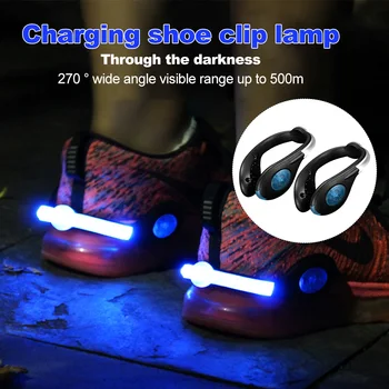 

2pcs LED Shoes Clip Light Flash Modes TPU Warning Color Steady Outdoor Universal Jogging USB Rechargeable Cycling Night Safety