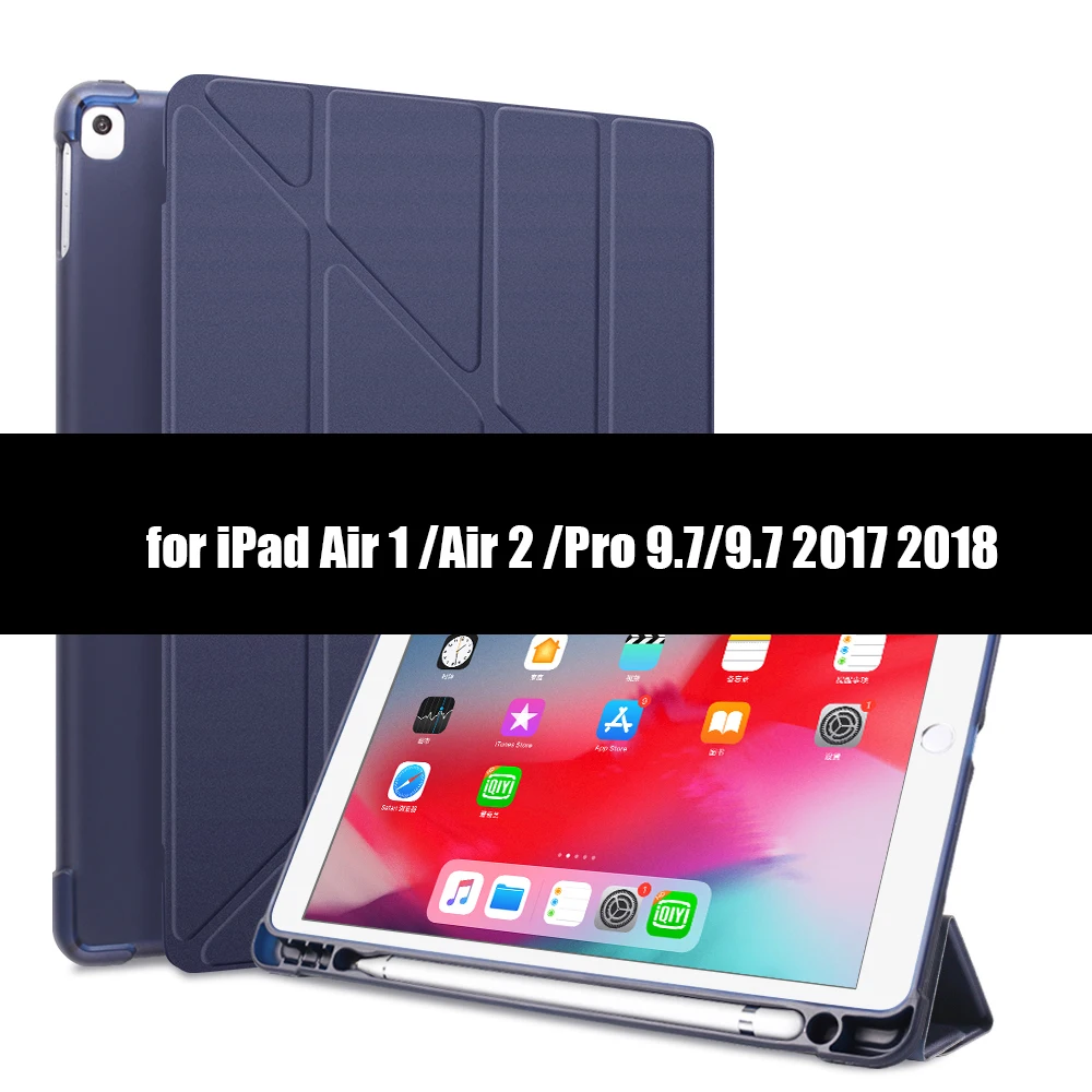 Для iPad Air 2 Air 1 чехол 9,7 принципиально силиконовый мягкий чехол для задней панели из искусственной кожи смарт-чехол для iPad Air 3 10,5 11 чехол 10," - Цвет: Dark Blue-1