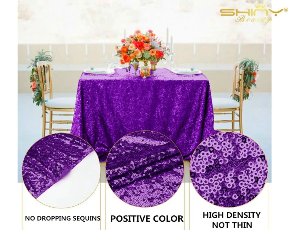 Glitter Tablecloth Purple Sequin Tablecloths 50x80 Inch Elegant Table Cover Sequin Overlay Party Decorations Table Skirt-M1018