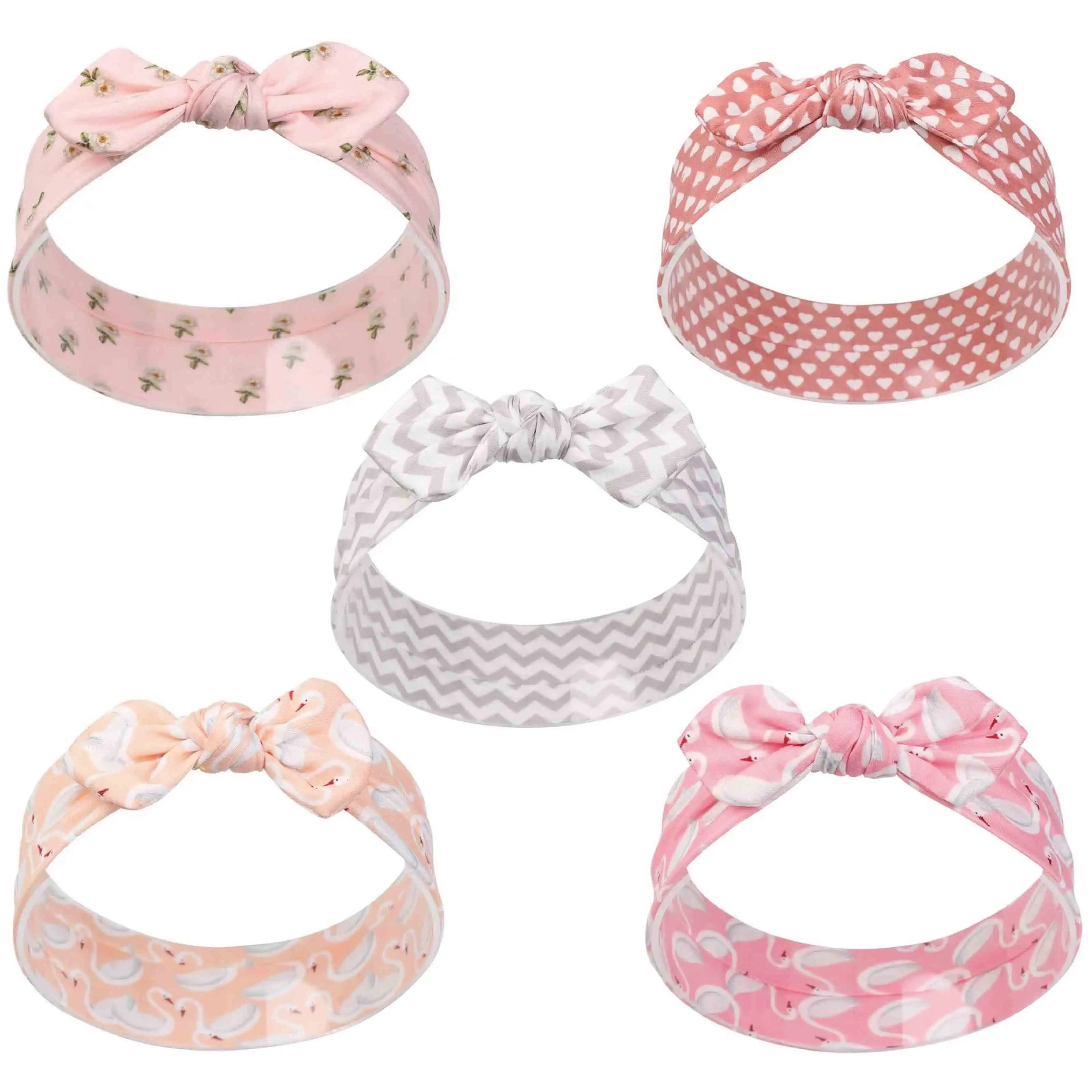 5PCS-3 5 шт., украшение для детей, повязка на голову, повязка для малышей милые заячьи ушки Neonata цветочками и бантиком эластичные банданы детские повязки на голову для девочек, детские аксессуары для волос в виде тюрбана набор - Цвет: 5PCS-3