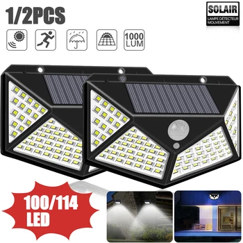 

Solar Lights Outdoor 100 Led Bright Motion Sensor Light Wide Angle Wireless Waterproof IP65 Wall Lights for Garden Wall Street