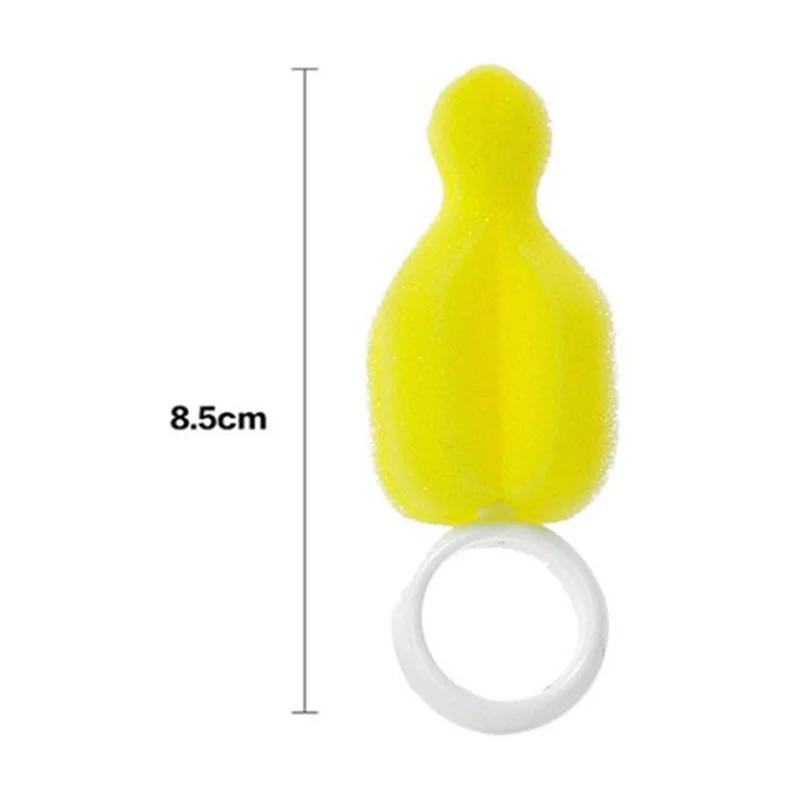 1pcs New 360 Degree Rotating Sponge Yellow Baby Nipple Brush Babies Teat Cleaning Feeding Bottle Brushes Infant Pacifier Cleaner - Цвет: 1pcs