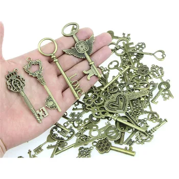 

100 Pcs/set Antique Bronze Assorted Key Theme Charms Pendants Set For DIY Necklace Jewelry Handmade Making Accessaries
