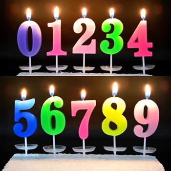 

0-9 Large Number Digital Romantic Color Crystal Birthday Safe Creative Candle Cake Baking Decoration Candle Paraffin