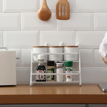 

1*Storage Rack Kitchen Bathroom Storage Racks Organizer Double Layer Spice Jar Cosmetic Shelf Practical