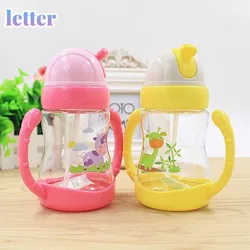 Tasse à poignée en paille pour bébé, girafe mignonne de 300ML, pour enfants, apprendre à manger et boire, 3 couleurs 