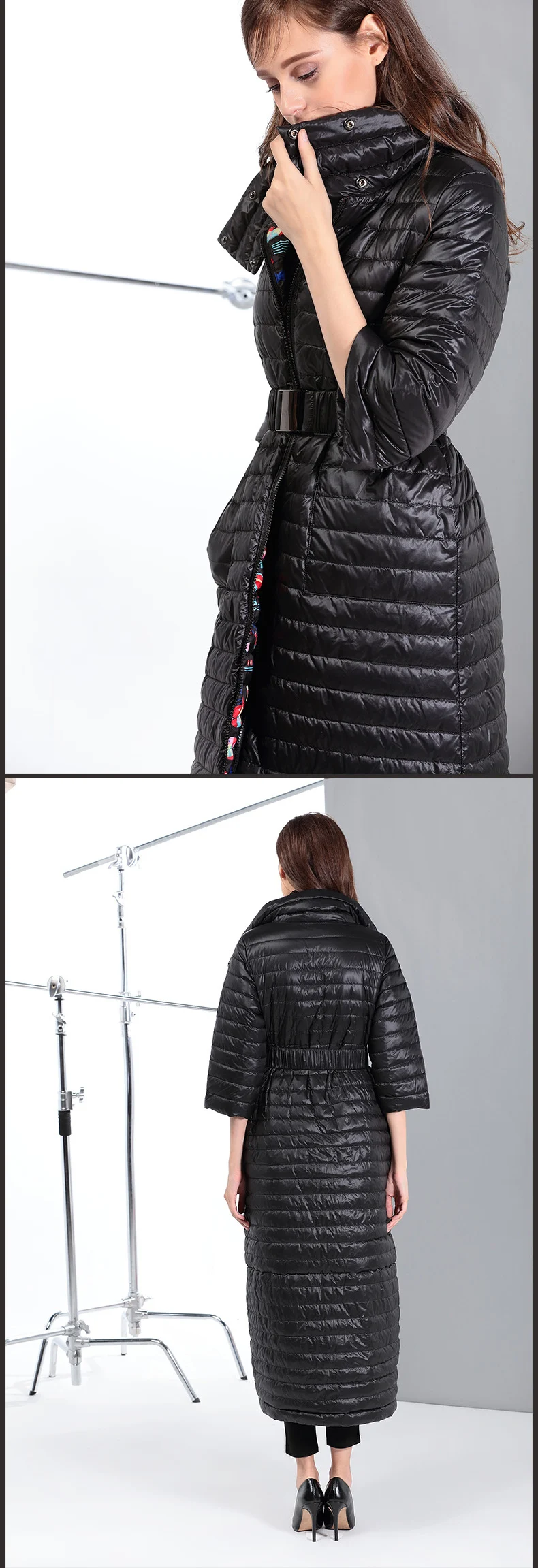 Winter down coat high quality 90% white duck down thick warm cartoon print retro slim front and back can wear women's coat