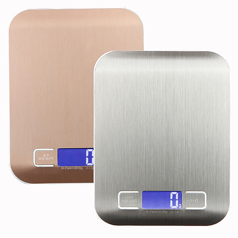 11 LB - 5000g Electronic Kitchen Scale Stainless Steel Digital Food Scale Weighing Scale LCD High Pr