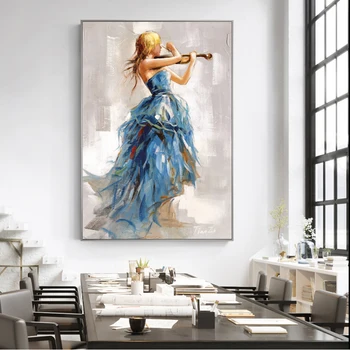 

Modern Girl Playing The Violin Canvas Paintings Posters and Prints Ballerina Girl Wall Art Pictures for Living Room Home Decor