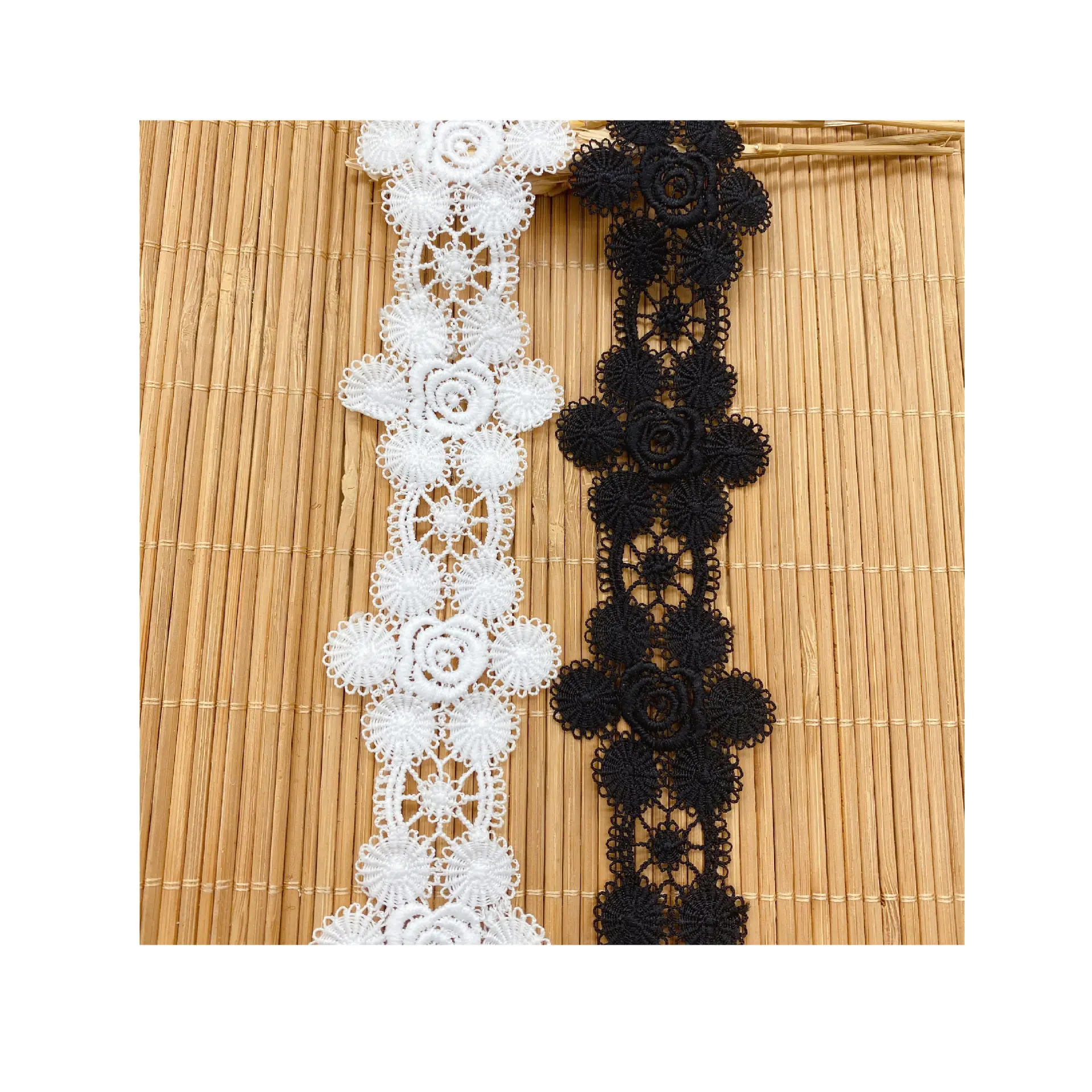 

2Yards/Lot 4.2cm Width Embroidery Circle Spot Milk Silk Lace Fabric DIY Sewing Dress Clothes Decoration Accessories