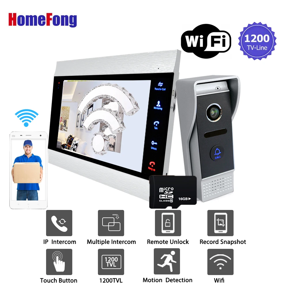 [1200TVL] Homefong 7 дюймов Смарт Wifi видео домофон система дверной звонок с камерой Домашняя безопасность запись разблокировка