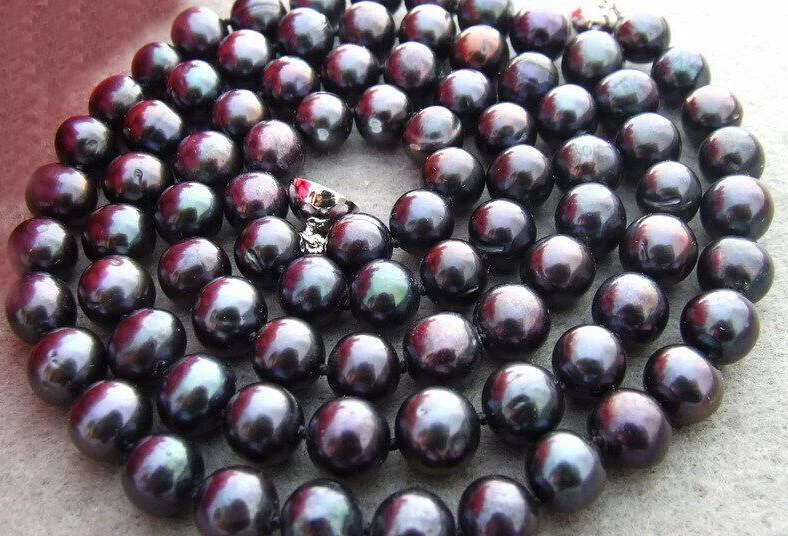 

New Natural 10mm black colors freshwater pearl necklace magnet clasp Jewelry 80cm 125cm 30inch 50inch