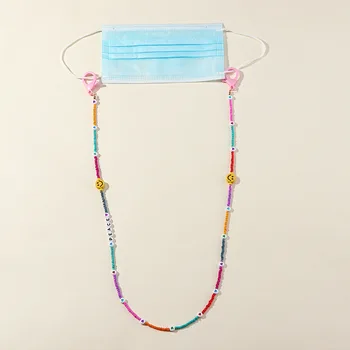 Ожерелье женское с цветными бусинами, шнурок для очков с защитой от потери, длинная цепочка на свадьбу, Ювелирное Украшение для маски