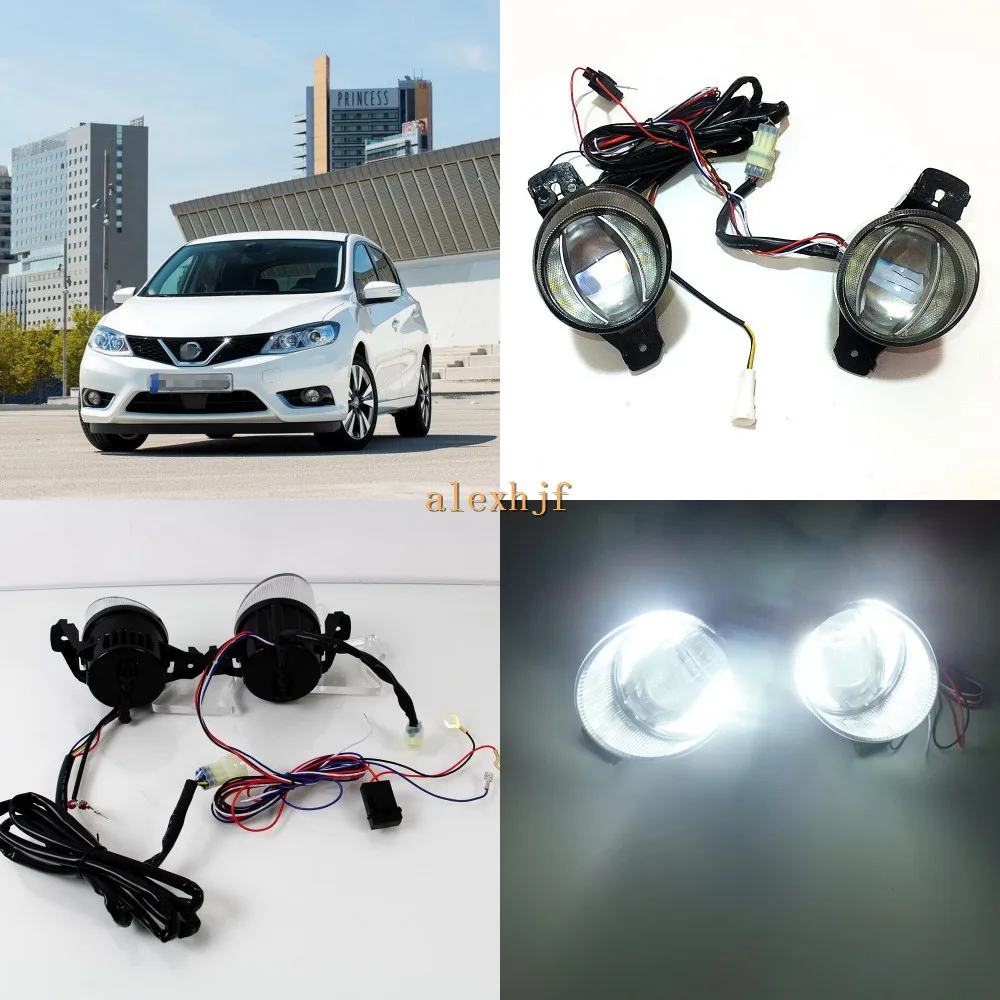 July King 1600LM 24W 6000K LED Light Guide Q5 Lens Fog Lamp+1000LM 14W Day Running Lights DRL Case for Nissan Pulsar 2014-18 photo