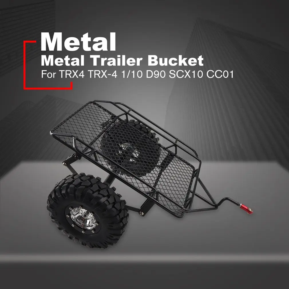 Металлический прицеп ведро RC моделирование скалолазание автомобиль для TRX4 TRX-4 1/10 D90 SCX10 CC01 diy части с 1,9 металлическими колесами