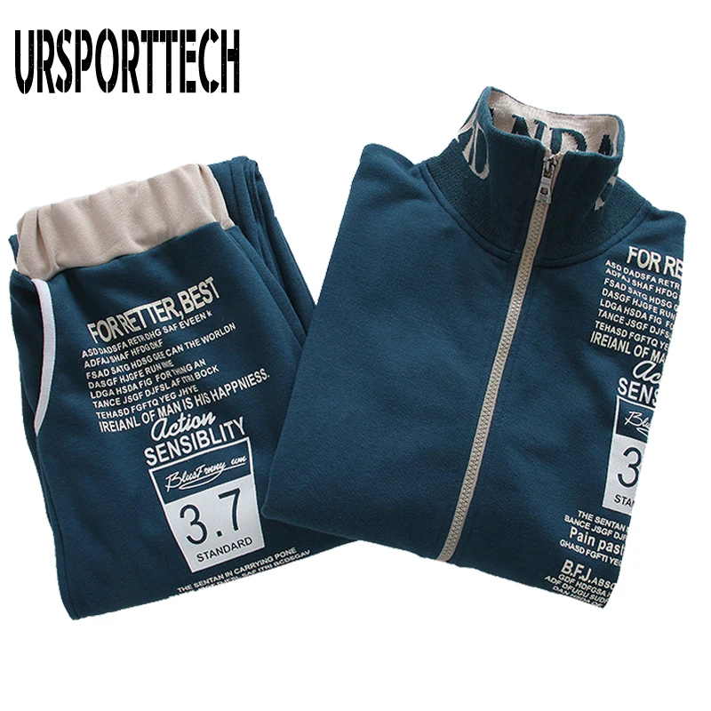 URSPORTTECH, мужской спортивный костюм, набор, весна-осень, спортивный костюм, толстовка+ спортивные штаны, Мужская одежда, 2 предмета, наборы, тонкий спортивный костюм