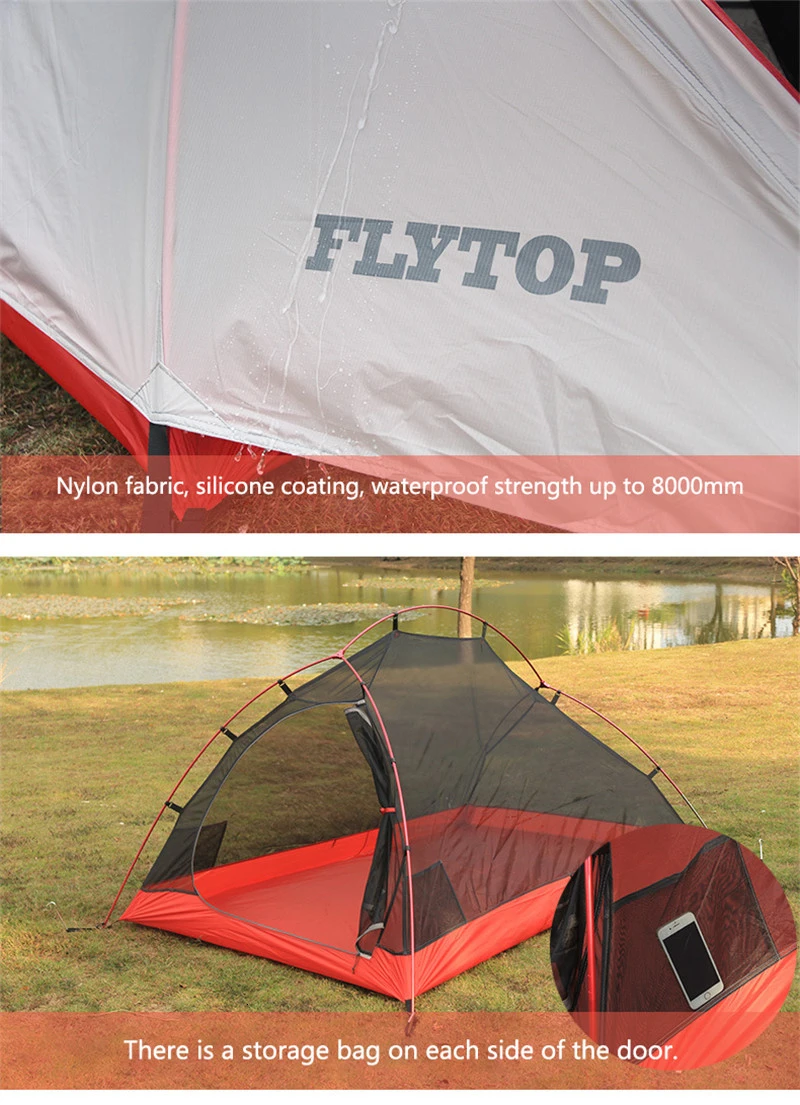 FLYTOP высококлассная Ультралегкая алюминиевая палатка с водонепроницаемым силиконовым покрытием для 1 человека, профессиональная уличная палатка для кемпинга