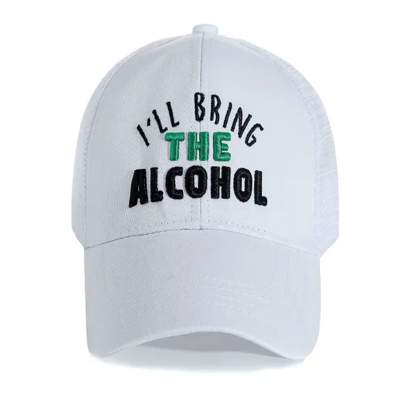 Женская летняя шапка-бейсболка с надписью «I'll Bring The Alcohol Embroidered Mesh Back», Регулируемая Кепка в стиле хип-хоп