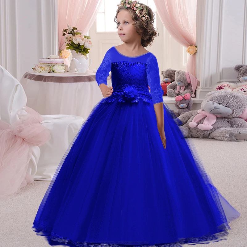 White Long Sleeve Pink Bridesmaid Dress Kids Dresses For Girls Clothing Princess Dress Girl Party Wedding Dress 10 12 Year