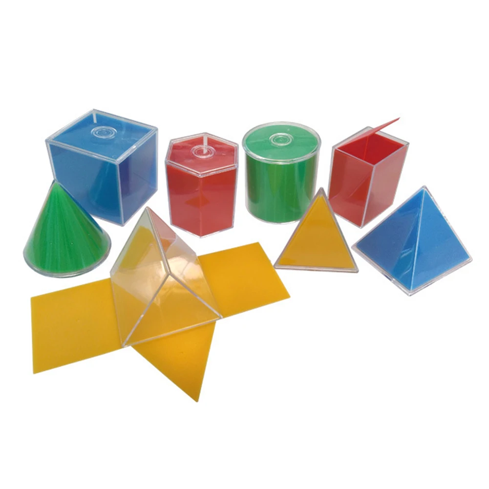 Recursos de Aprendizagem de Matemática Perfeito para o Aniversário da Criança Dobrar Prisma Cilindro Modelo Geométrico Brinquedos Educativos Crianças Presentes Brinquedo 8 Pçs - Set 7 Cor e forma