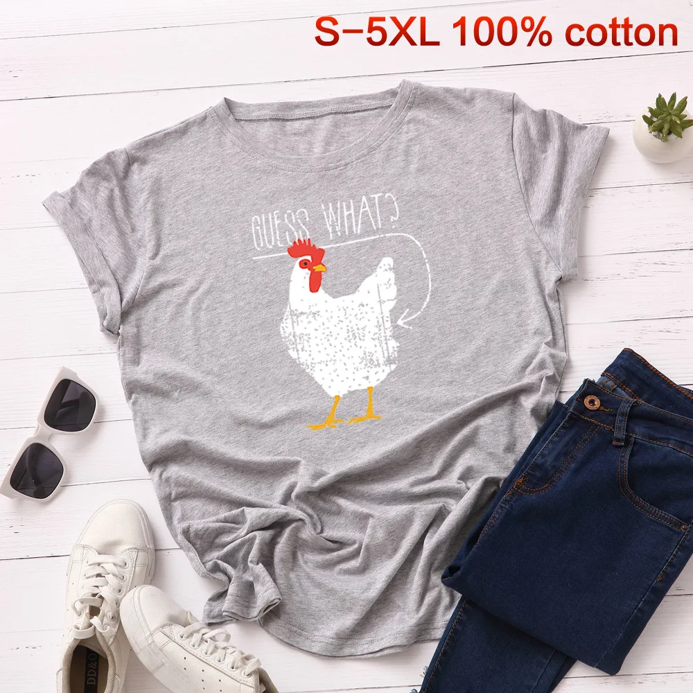 S-5XL, хлопок, женская футболка, Harajuku, летняя, милая, с принтом петуха, футболка с коротким рукавом, Круглый ворот, большой размер, футболка, повседневные, свободные топы