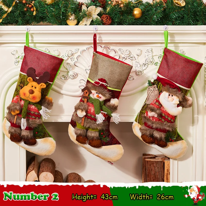 Рождественские чулки носки кошка собака лося год мешок для конфет Рождество украшения елки вечерние подарочные сумки для детей