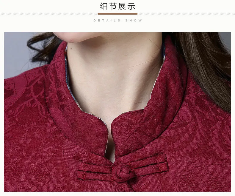 Зимняя одежда большого размера в этническом стиле из жаккарда, короткая одежда с хлопковой подкладкой