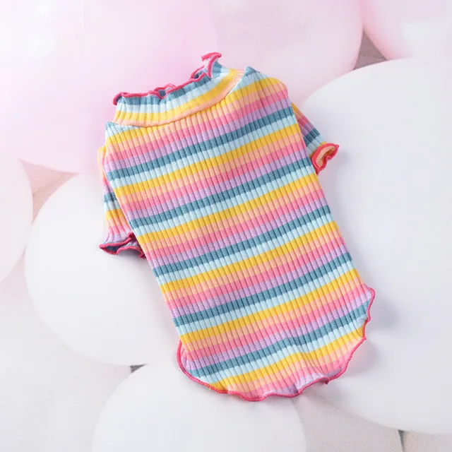 Colorful Stripe Sphynx Cat Vest Shirt for Small Cats Katten Kedi Cotton Puppy Dog Pet Clothes mascotas Clothing ropa para gatos 4
