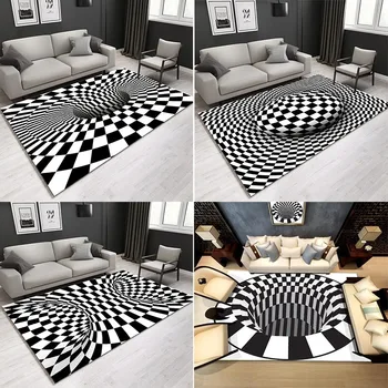

Nordic Alfombra 3D Optical Illusion Carpet Bedroom Office Floor Mat Abstract Geometric Area Rug Living Room Coffee Table Rugs
