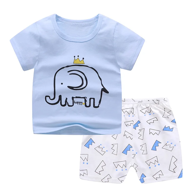2021 New Summer Children Clothing Set Cotton Cartoon Kids Baby Boys Girls Suit Set 2-Pieces Baby Clothes