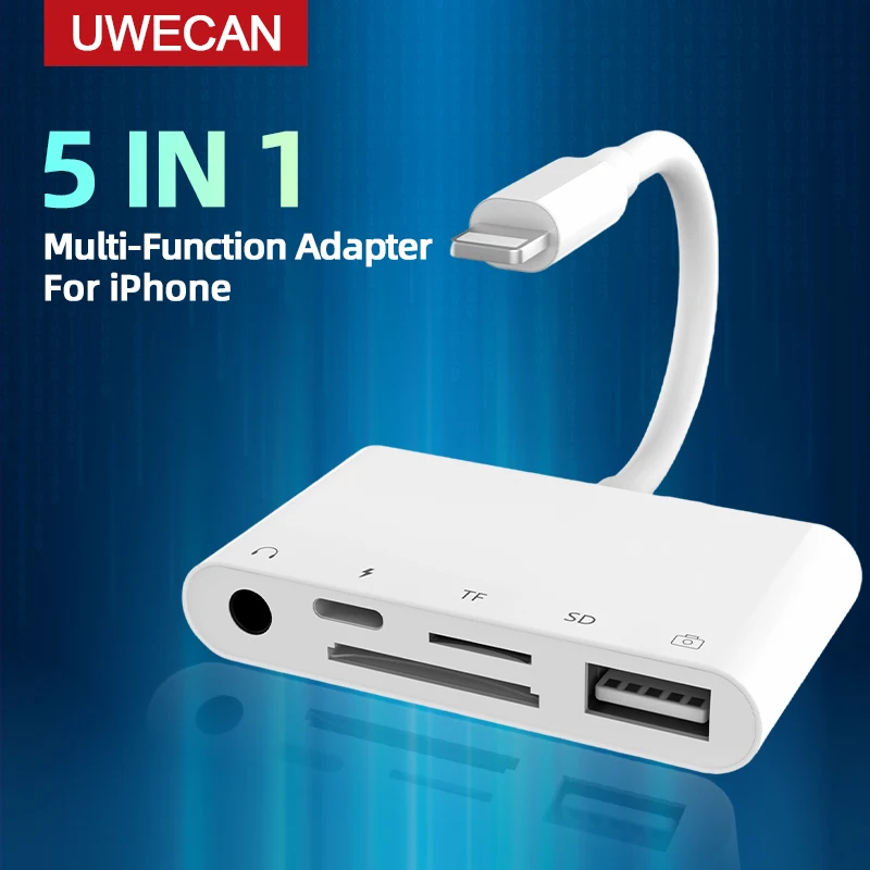 Адаптер Lightning USB OTG для наушников с разъемом 3 5 мм аудиоразъем SD/TF кардридер